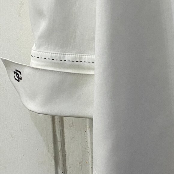 Chicos No Iron Sz 3 (XL) Women's White Blouse Shirt Long Sleeve Black Stitching - Picture 4 of 9